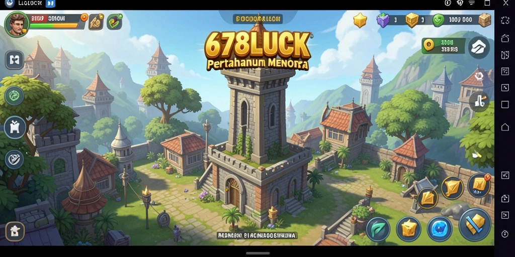 Tampilan gameplay seru dalam 678LUCK, menara melawan gelombang musuh.