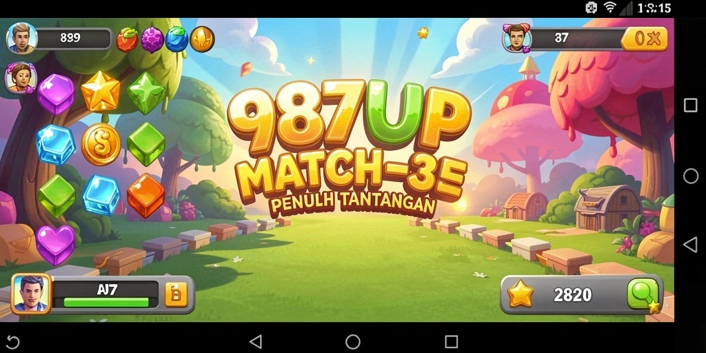 Screenshot gameplay 987UP yang menunjukkan keseruan mencocokkan elemen.