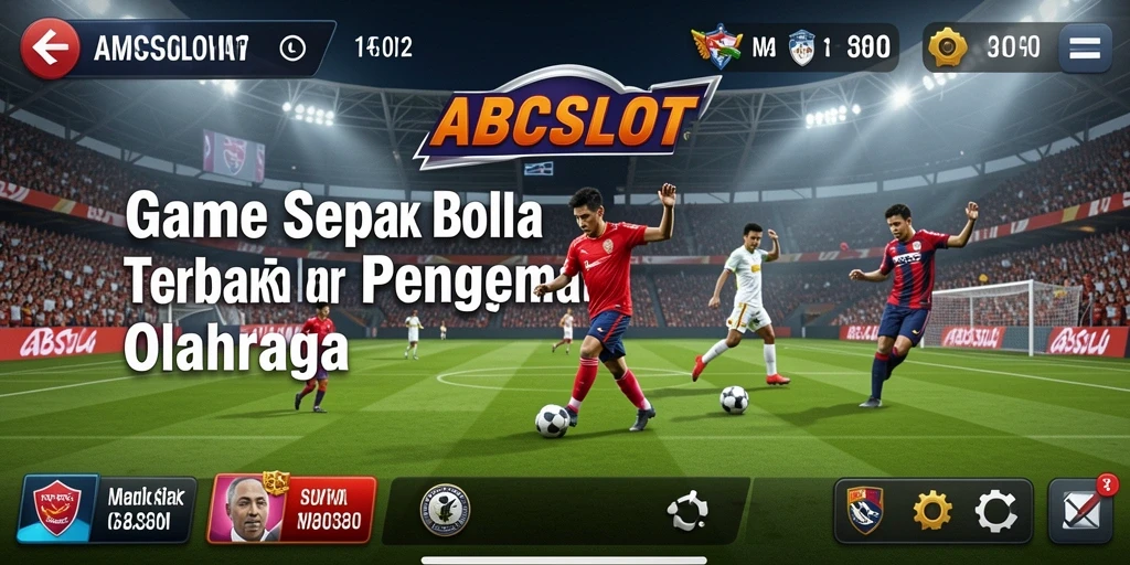 Tangkapan layar utama menunjukkan pertandingan sepak bola yang seru dan dinamis.