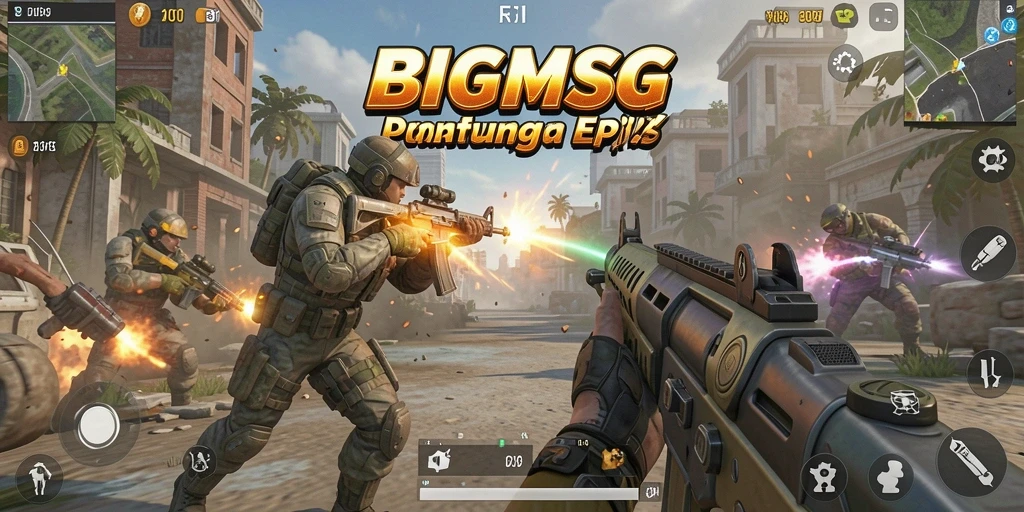 Screenshot gameplay BIGMSG menampilkan aksi tembak-menembak yang mendebarkan.