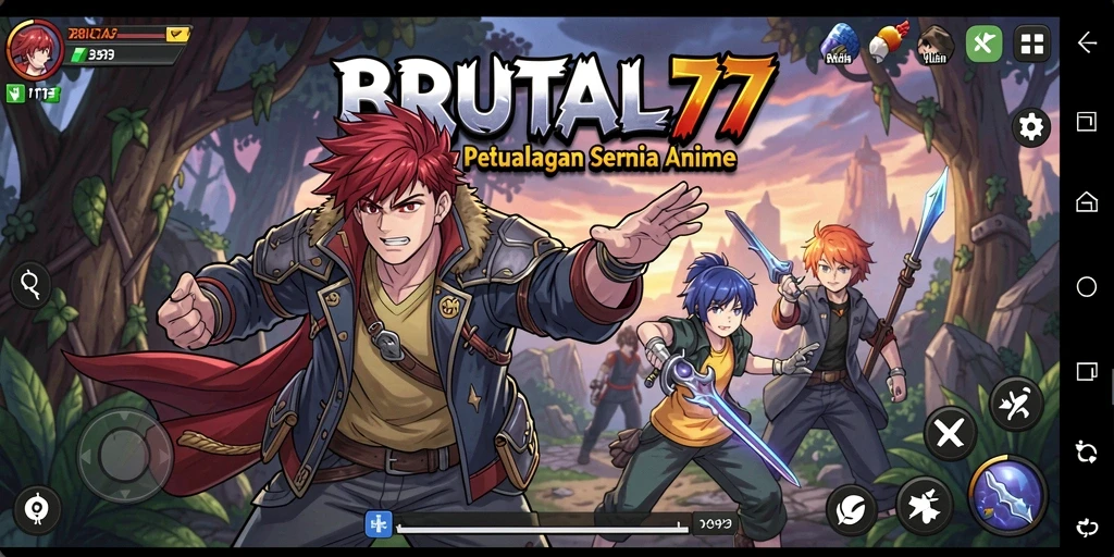 Screenshot BRUTAL77 menampilkan pertarungan epik dalam dunia Anime.