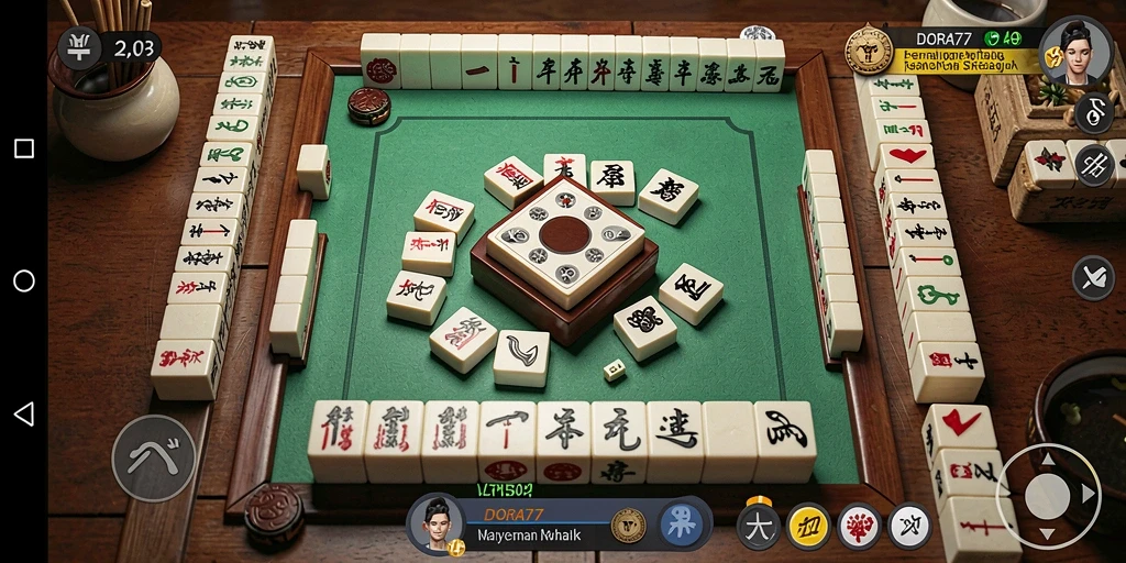 Tampilan gameplay di DORA77 dengan elemen Mahjong yang menarik.