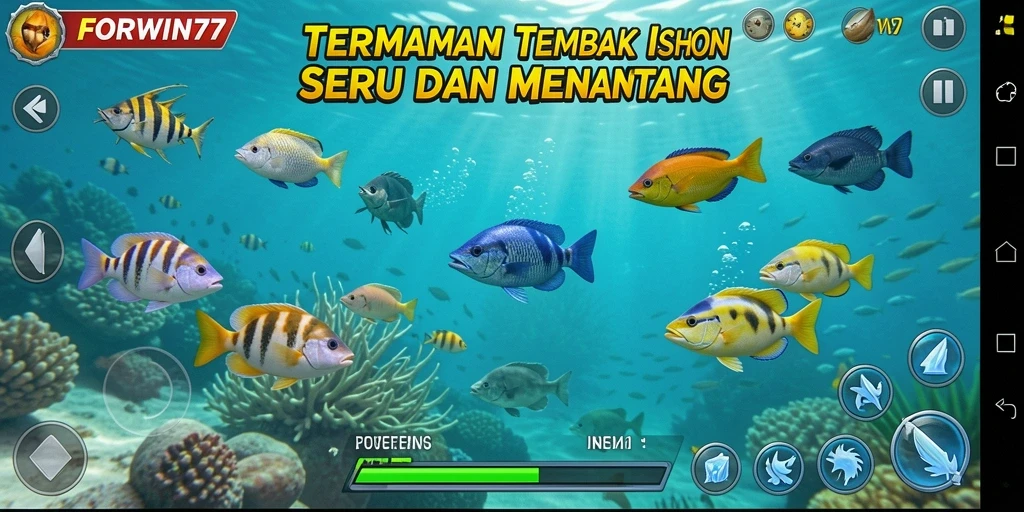 Screenshot gameplay FORWIN77 yang menampilkan aksi Tembak Ikan yang seru.