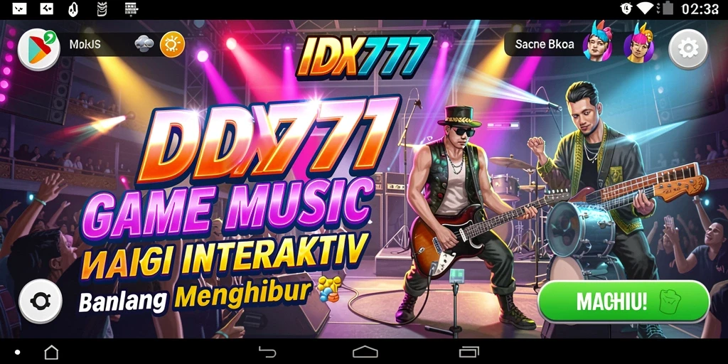 Tampilan gameplay IDX777 dengan tantangan musik yang menarik.