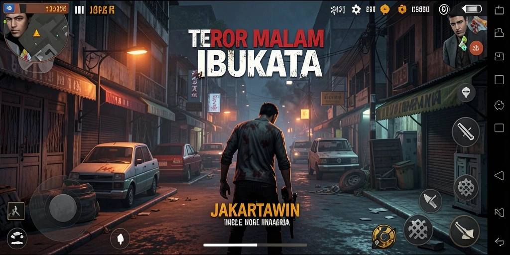Gambaran gameplay menakutkan dari JAKARTAWIN dengan suasana yang mencekam.