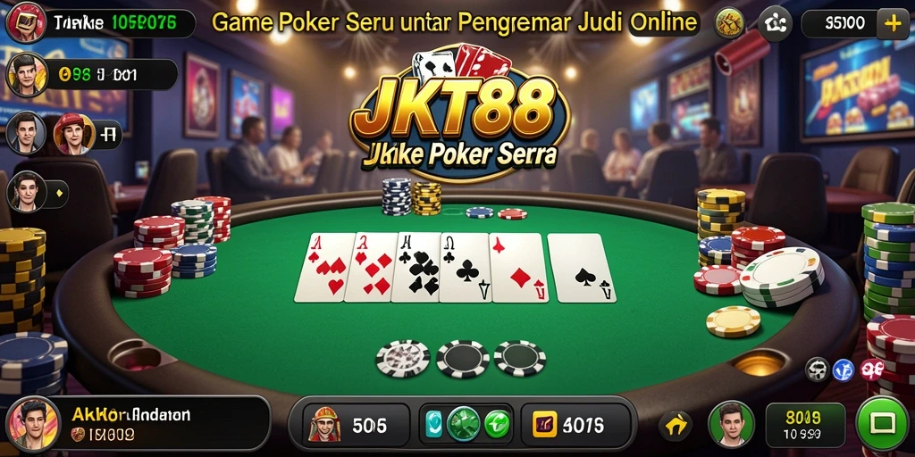Screenshot gameplay JKT88 yang menunjukkan suasana seru permainan Poker.
