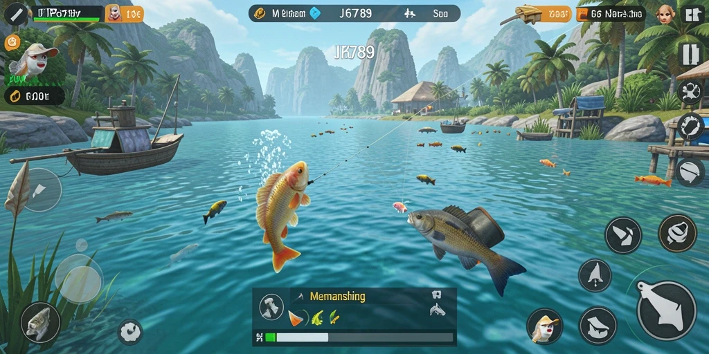Tampilan gameplay JP6789 yang menarik dengan aksi memancing seru.