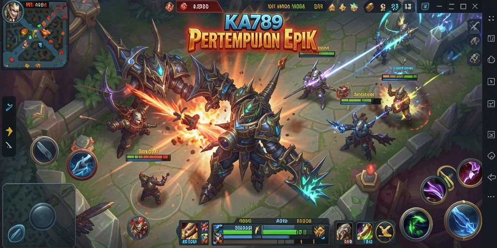Gameplay seru KA789 yang menampilkan pertempuran di arena MOBA.