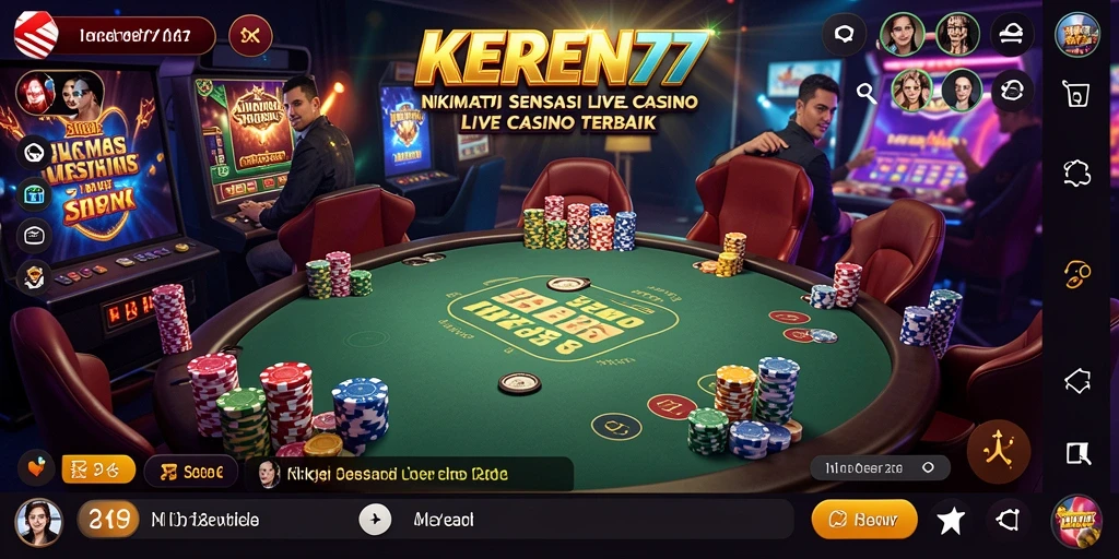 Screenshot gameplay KEREN77 yang menampilkan suasana Live Casino yang mendebarkan.