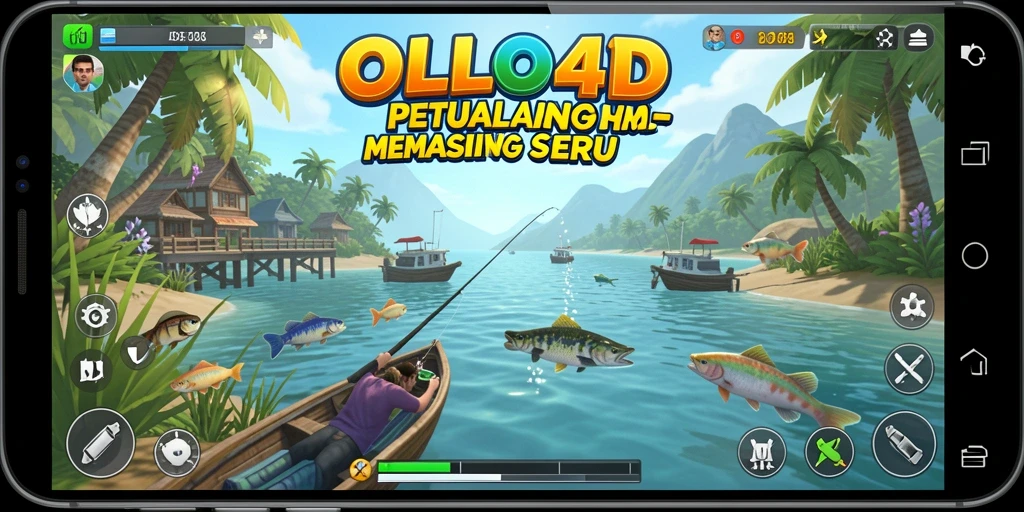 Tampilan gameplay OLLO4D yang menampilkan aksi memancing seru.