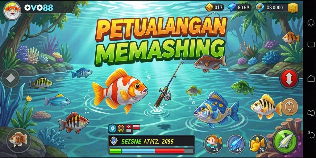Screenshot gameplay OVO88 menampilkan aksi memancing yang mendebarkan.