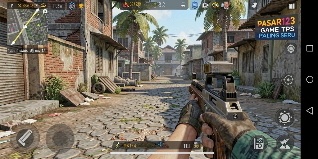 Tangkapan layar menunjukkan pertempuran strategis dalam gameplay PASAR123.