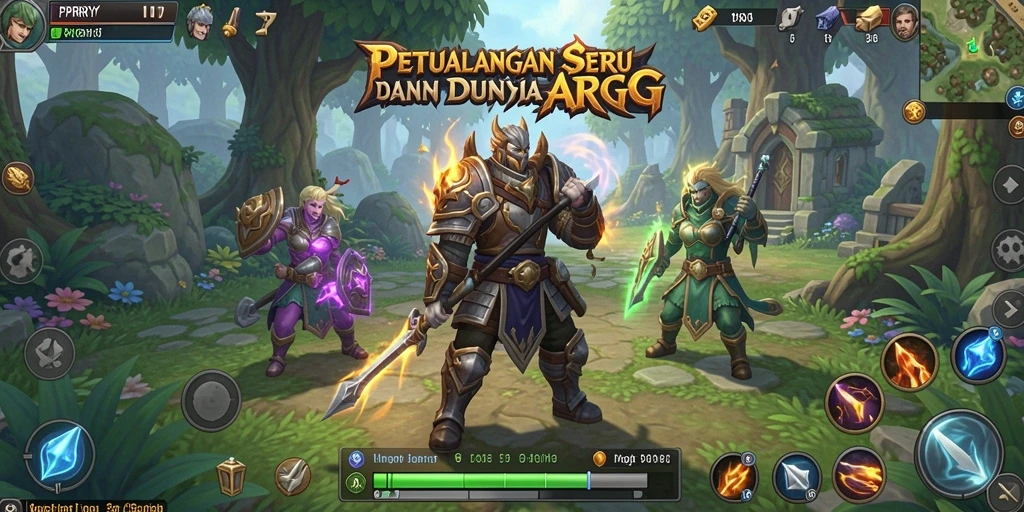 Screenshot utama PPRRYY menampilkan aksi pertarungan seru di dunia fantasi.
