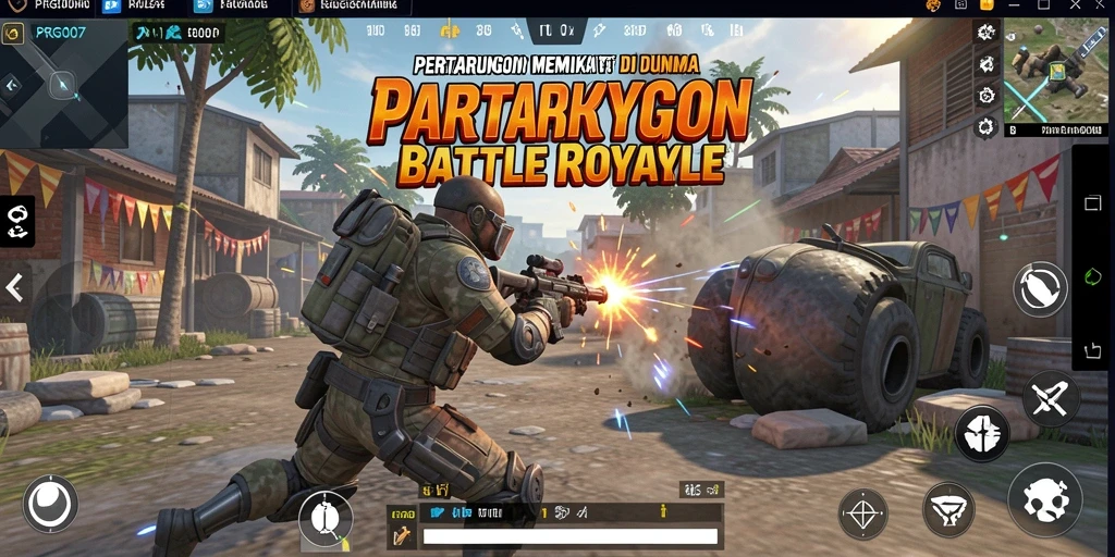 Tangkapan layar gameplay PRG007 menampilkan aksi pertarungan epik di arena Battle Royale.