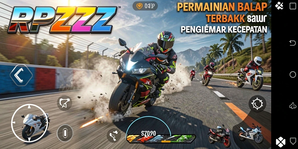 Tampilan gameplay RPZZZ yang menegangkan di trek balap.