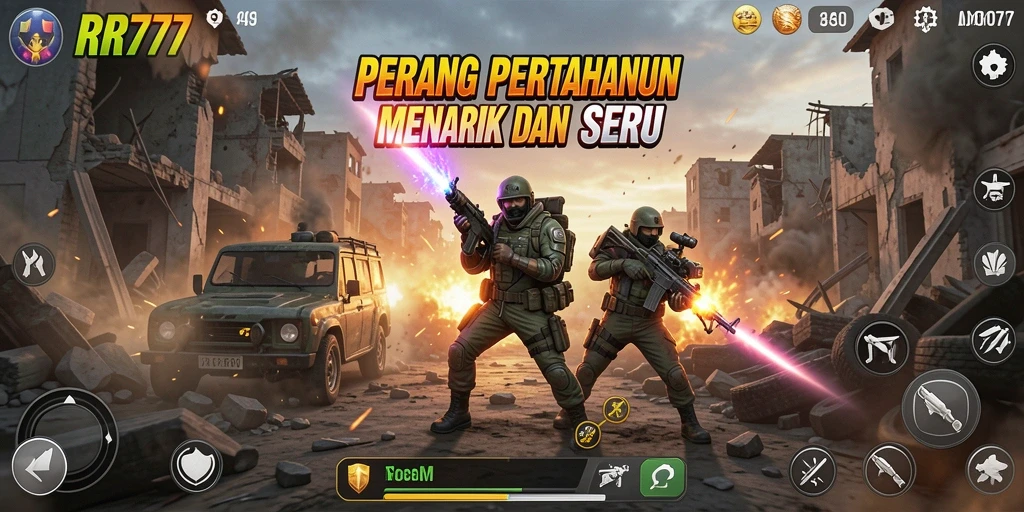 Screenshot gameplay RR777 dengan efek menakjubkan dan pertarungan seru.