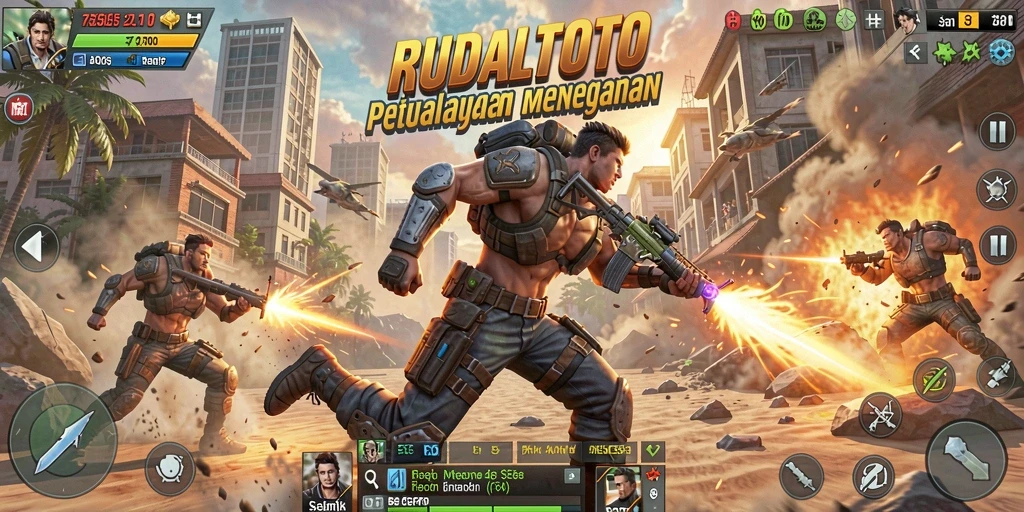 Screenshot RUDALTOTO menampilkan momen aksi intens dalam permainan.