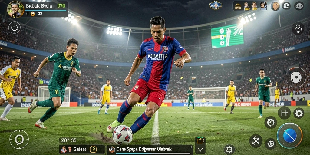 Tangkapan layar menunjukkan aksi seru pertandingan sepak bola.